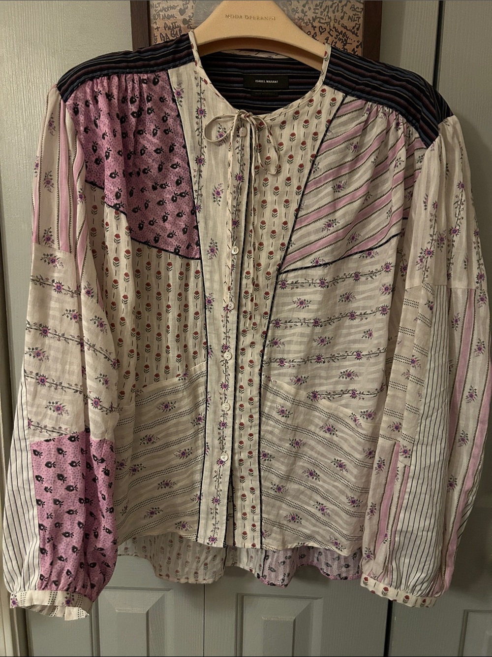 Isabel Marant Patchwork Floral Button-Up Top sz 44